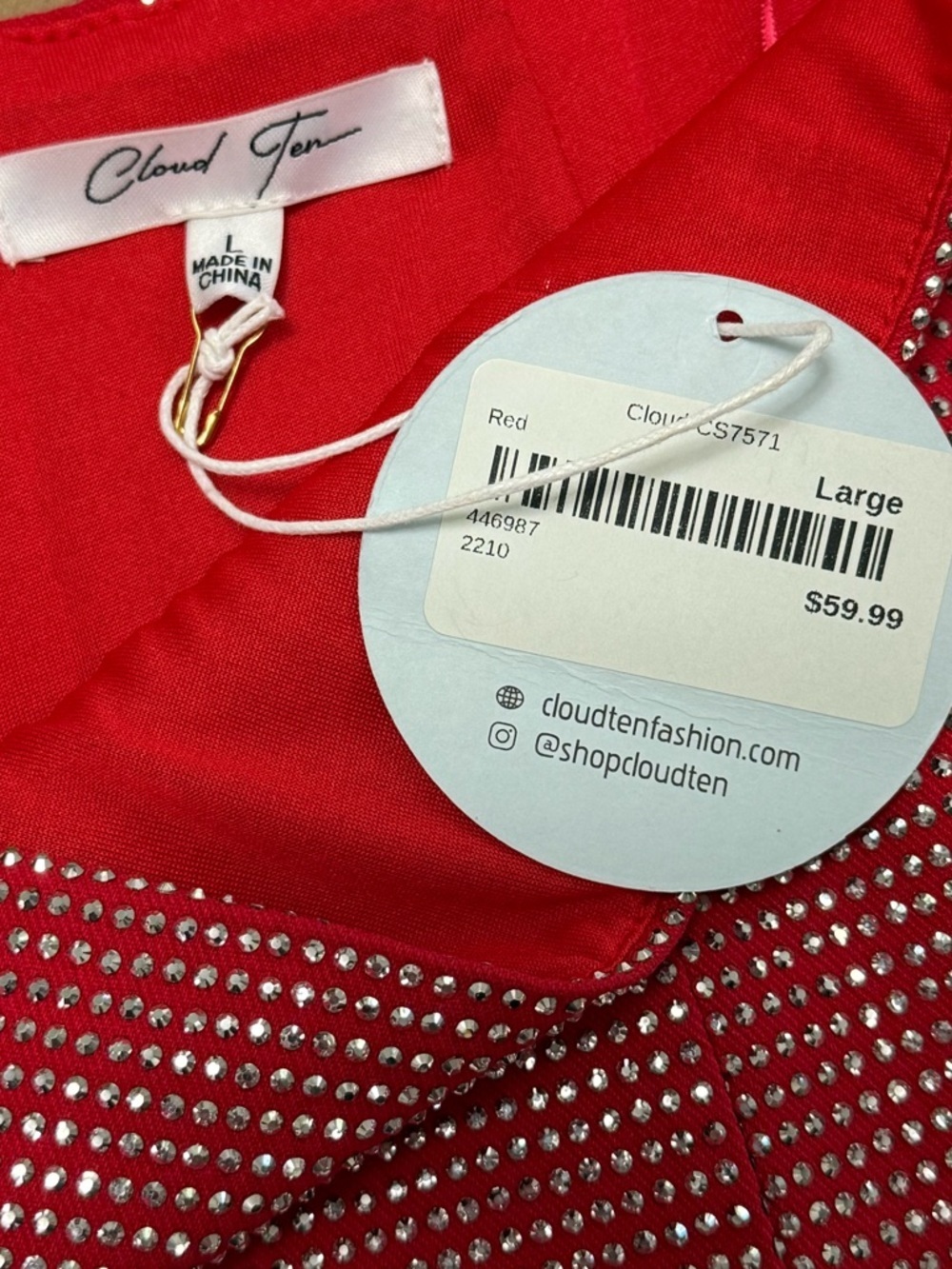 NWT Cloud Ten Red Rhinestone Studded Mini Skirt Nashville Country - Picture 4 of 8